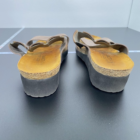 Naot Sandals Womens Size 11 Gray Slide Wedge Leather Studded Rhinestone Comfort - Picture 8 of 14